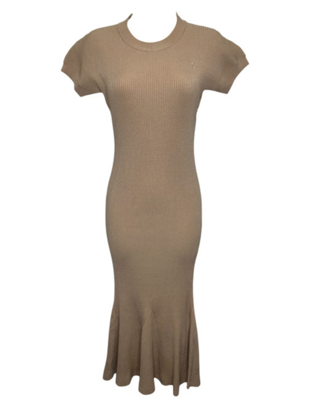 Brandon Maxwell Ribbed Knit Flute Midi Dress